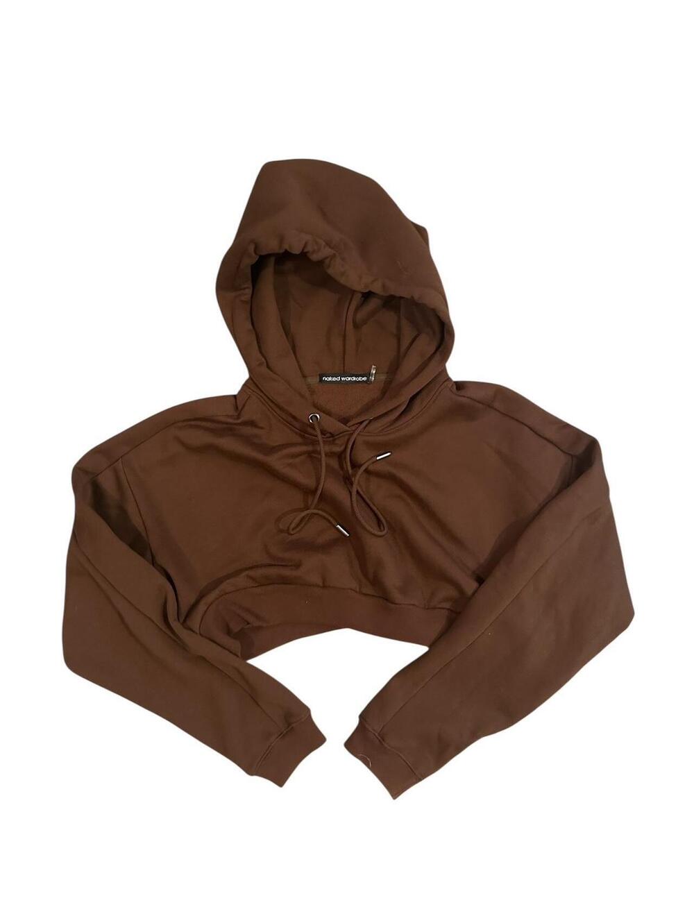 Naked wardrobe Brown cropped hoodie